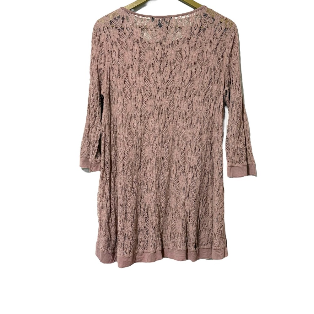 Ali Miles Blush Pink Lace Tunic Top Size Medium Artsy Hippie Boho Western - Picture 2 of 5